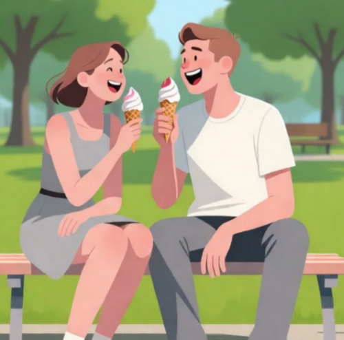 Рисунок пара на лавочке